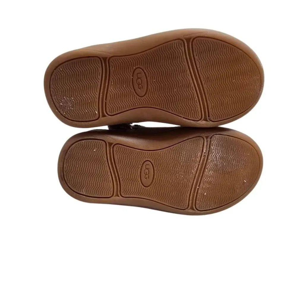 UGG Keelan Toddler Boots Chestnut Suede Fleece Shearling Ankle Booties 7